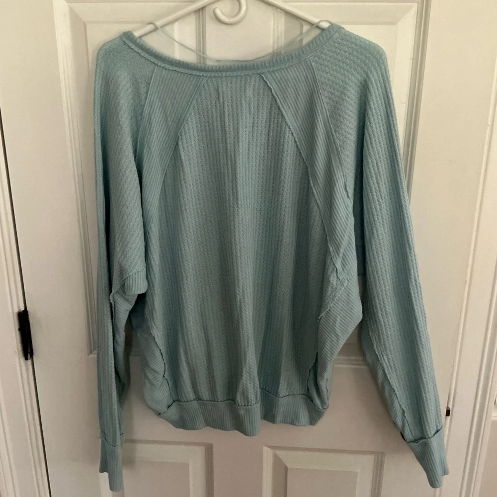 We the Free People Santa Clara thermal top sz medium Touch of Sky